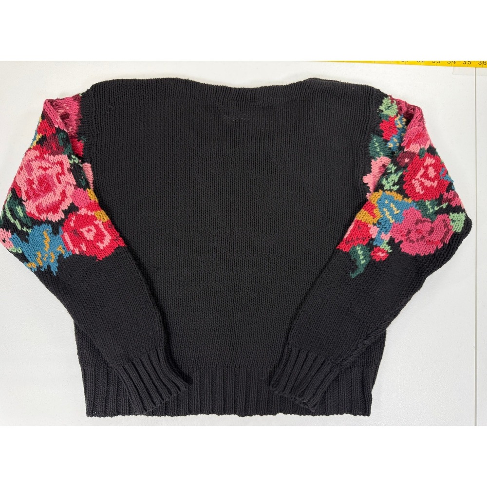 Vintage No Boundaries Floral Sweater Womens M 90s Floral Chunky Knit Cottagecore - Picture 2 of 8